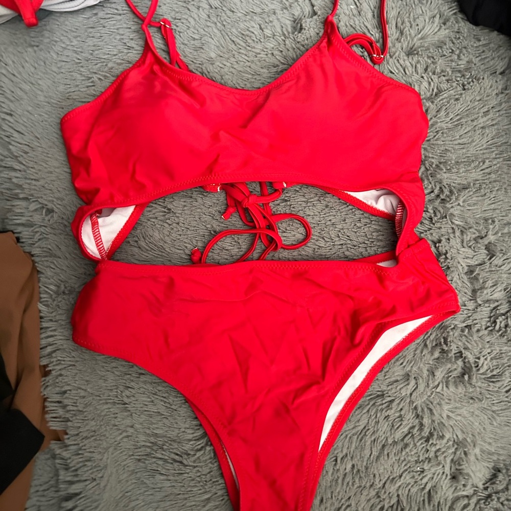 Vibrant Red One Piece Swimsuit